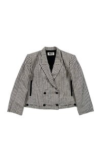 BIGI stripe double jacket ビギ ダブルジャケット レーヨン ストライプ柄 ブラック ホワイト レディース ヴィンテージ