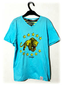ENERGIE エナジー Vネック スター レオパード Tシャツ イタリア製 星 ターコイズ 豹 レオパード LEON SIXTY オススメ 美品 人気 送料無料