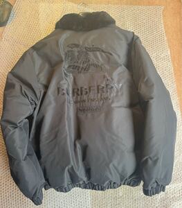 ［L］国内正規品☆Supreme Burberry Collar Puffer Jacket Black シュプリーム バーバリー　パフィ　ダウン　黒　新品　ハンガー、タグ付 