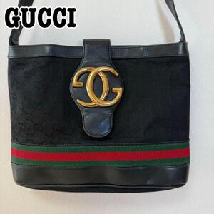 GUCCI グッチ オールドグッチ シェリーライン GGキャンバス ショルダーバッグ メタルバックル セミショルダー ワンショルダー 肩掛け