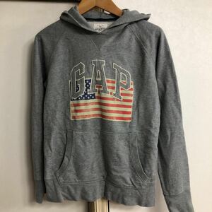 GAP 星条旗 XS パーカー Vガゼット 霜降りグレー ギャップ