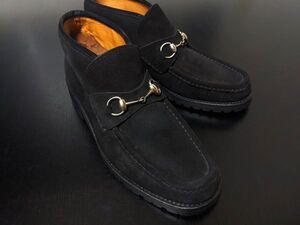 グッチ 44 Gucci ホースビット ハイカット ソフトスリッポン スエード 黒 コマンドソール 9636