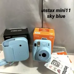 美品 instax mini11 sky blue チェキ カメラ ケース付き