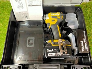 【１円スタート】マキタ(Makita) 充電式インパクトドライバ 18V6Ah バッテリ2本・ケース付 充電器別売 TD173DXFY 未使用保管品です