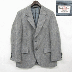 80s 90s USA製 サイズ 40S Harris Tweed ウール テーラード ジャケット ブレザー ハリスツイード グレー系 古着 ビンテージ 3S1803