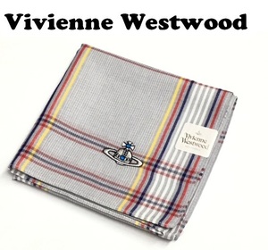 【Vivienne Westwood】(NO.4377）ヴィヴィアンウエストウッド ハンカチ グレー系　格子柄　未使用　49cm