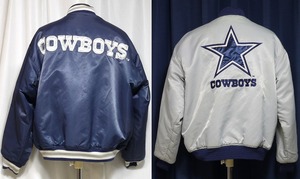 ☆スターター Starter NFL COWBOYS カウボーイズ　スタジャン スタジアムジャンパー ネイビー グレイ リバーシブル Lサイズ 実寸L～XL