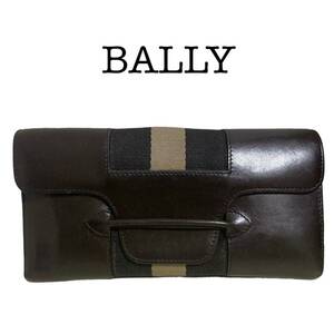 BALLY バリー　メンズ　本革　レザー　長財布　ウォレット　ダークブラウン　