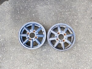 旧車 当時物 社外アルミホイール13インチ 4.5j 4穴 PCD114.3 オフセット45 カプチーノ取外し品 2本セット