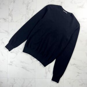 美品 MANRICO CASHMERE マンリコカシミヤ カシミヤ100% クルーネックニット トップス メンズ 黒 ブラック サイズS*MC59