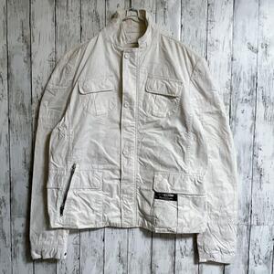 DIESEL ディーゼル シングルライダース ブルゾン 2XL アイボリー アシンメトリー 綿100 Y2K ビッグサイズ HTK4662