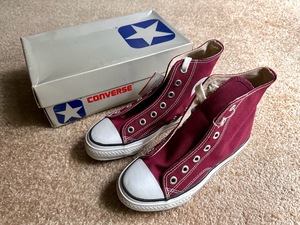 80s USA製 デッドストック ALL STAR HI MAROON US5 23.5cm ビンテージ アメリカ米国製 銀箱 ALLSTAR オールスター 赤レディース スニーカー