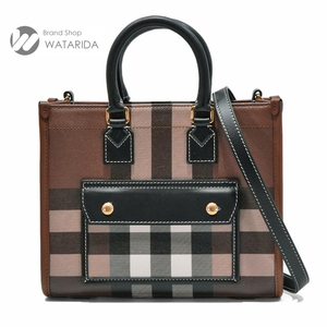 バーバリー BURBERRY バッグ ミニフレヤ トート 8054309 2WAY チェック ダークブラウン 保存袋付 送料無料