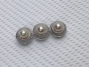N582 美品 アコヤ真珠 本真珠 パール 帯留め オビドメ STERLING刻印 和装小物 8.5g シルバー 純銀製