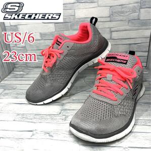 【美品】SKECHERS スケッチャーズ ランニングシューズ 12058 グレー US6/23cm