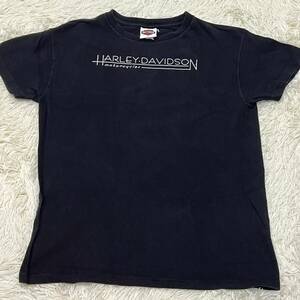 Harley Davidson ハーレーダビッドソン　Tシャツ 半袖　両面デザイン　ロゴ文字　黒　ブラック　ヴィンテージ　Mサイズ　半袖Tシャツ 古着