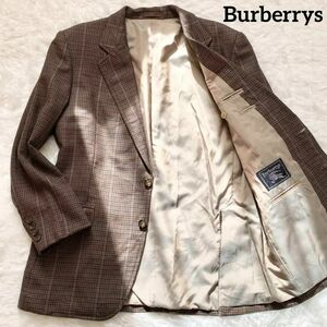 B08 Burberrys　バーバリー　テーラードジャケット　ブラウン系　茶色系　千鳥格子柄　AB5表記（M相当）