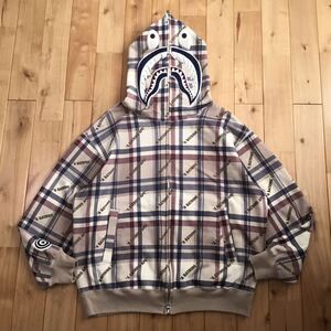 BAPE LOGO Check シャーク パーカー Sサイズ shark full zip hoodie a bathing ape エイプ ベイプ アベイシングエイプ チェック yi75