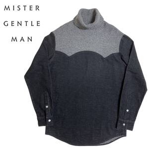 MR. GENTLEMAN タートルネック ニット シャツ ヨーク切替 M ミスタージェントルマン MISTERG ENTLEMAN