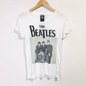 F1040dL The Beatles ザ・ビートルズ サイズS/P 半袖Tシャツ プリントTシャツ ホワイト レディース ロック バンドT 古着 イギリス music