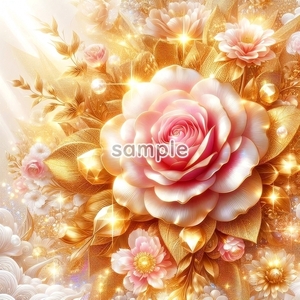 A3 350dpi 宝石花 黄金 02 オリジナル絵イラスト著作権フリー画像素材 40P Flower gold 02 Original picture image material copyrightfree