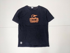 8．CHUMS チャムス フロントデカロゴ ブービーバード 半袖Tシャツ デザイン メンズM ネイビーオレンジ x403