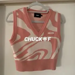 CHUCK＊Marblingショートベスト＊ピンク＊ニット風＊F