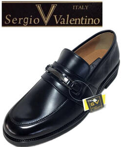 セルジオヴァレンティノ SERGIO VALENTINO 7844 BLACK 25.5cm フェイクレザー 合成皮革 紳士靴 ビット ビジネスシューズ 