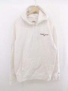 ◇ TOMMY JEANS トミージーンズ ロゴ 長袖 プルオーバー パーカー サイズXL ホワイト系 メンズ P