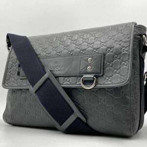 1円【極美品】グッチGUCCI シェリーライン ショルダーバッグ メッセンジャー ボディ GG シマレザー A4 斜め掛け メンズビジネス 大容量