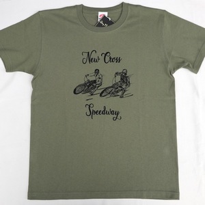 Mサイズ DryBones NEW CROSS SP Tシャツ オリーブ色 ドライボーンズ カフェレーサー