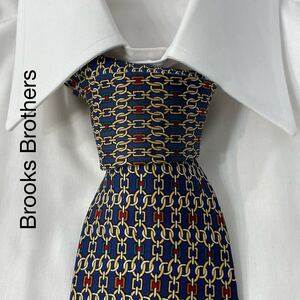 Brooks Brothers ブルックスブラザーズ チェーン デザイン シルク ネクタイ USA製 ネイビー TG598