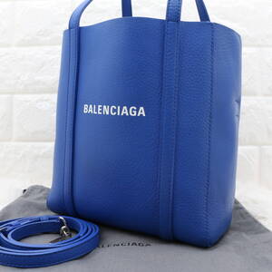 極美品 BALENCIAGA バレンシアガ エブリデイ XXS 2WAY ハンドバッグ トートバッグ ショルダーバッグ レザー ブルー 肩掛け 斜め掛け