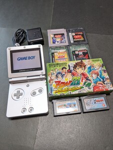 ●動作確認済● ゲームボーイアドバンスSP 本体 ソフト７本セット GBASP ACアダプター 任天堂 Nintendo GAMEBOY ADVANCE シルバー