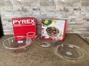 【未使用】パイレックス PYREX 岩城硝子 耐熱ガラス ボウル 蓋付き 両手鍋 キッチン用品 食器 オーブン・レンジKO 料理器具