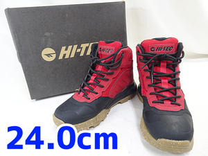 美品 HI-TEC ◆ アオラギ EXP ミッド 防水 耐水 【24.0cm】赤 DRI-HI Light 靴 アウトドア 寒冷地 防滑 ウィンターブーツ