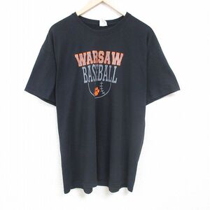 XL/古着 ジャージーズ 半袖 Tシャツ メンズ ベースボール 大きいサイズ クルーネック 黒 ブラック 24may31 中古