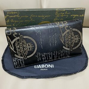 特注限定品*EU製 定価17万◆UABONI幻のパティーヌ*二つ折り 長財布◆カリグラフィー ゴールデン 手染 カーフスキン 本革 ハンドメイド 紳士