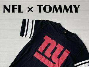 ☆送料無料☆ NFL TEAM APPAREL × TOMMY トミー Majestic 古着 半袖 コラボ ニューヨークジャイアンツ Tシャツ メンズ M ブラック