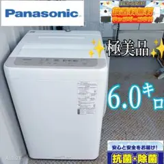 ⚪️安心の保証付き　送料設置無料　Panasonic　最新モデル　洗濯機6.0㌔