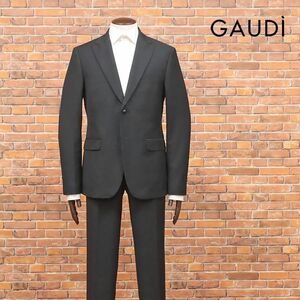 24秋冬/GAUDI/50サイズ/シングル スーツ なめらかドビー織り ピークドラペル ビジネス 上品 モダン お洒落 新品/黒/ブラック/ja411/