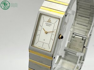 AK0605730　△ SEIKO セイコー クレドール 8420-6410 QZ クォーツ SS+22K SGP 20 スクエア コンビカラー レディース腕時計 現状品