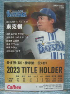 ☆2024 カルビープロ野球チップス カード 2023 タイトルホルダーカード 横浜DeNAベイスターズ 東克樹 最多勝(初)勝率第一位(初)☆