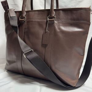 極美品 A4 COACH コーチ トートバッグ メトロポリタン レザー 本革 ブラウン 茶色 大容量 2way ショルダーバッグ メンズ ビジネスバッグ