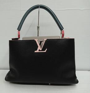 【鑑定済み】LOUIS VUITTON ルイ・ヴィトン カプシーヌMM SP0146 ワンハンドル ハンドバッグ ブラック × ピンク取り扱い説明書付 美品