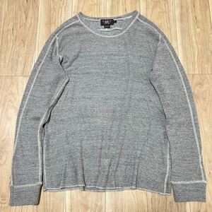 ★送料360円★高級 RRL ダブルアールエル 長袖Tシャツ サーマル ロンT カットソー グレー メンズ サイズXL ラルフローレン R-7077