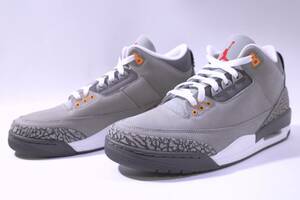 本物/2021年 NIKE AIR JORDAN3 RETRO 超希少 COOL GREY/グレー US10.5/28.5cm 新品未使用 セメントグレー og dunk sb max95 supreme 1