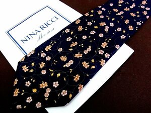 ♪8293C♪良品【花 植物 つた 柄】ニナリッチ 【NINA RICCI】ネクタイ