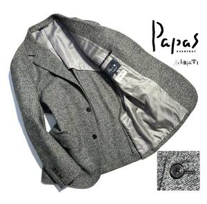 美品【定価10万超】Papas+ パパス ×SOLBIATI ウール テーラードジャケット L メンズ 日本製 ソフトツイード【イタリア製生地】背抜き