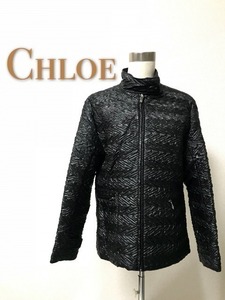 ★デサント製 ビンテージ★Chloe クロエ★フェイク レザー★ジップアップ ブルゾン★黒　ブラック★レディース ジャケット size M アウター